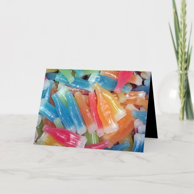 HALLOWEEN GREETING CARD L@@K wax bottles wax candy (Front)