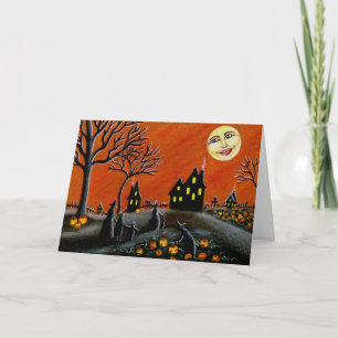 Halloween Greeting Card,witches,Jack-O-Lanterns Card