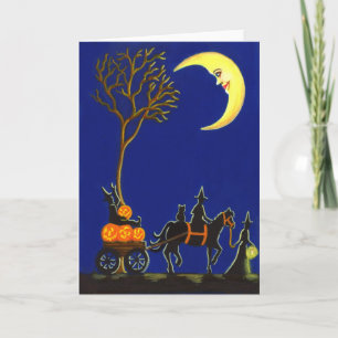 Halloween,greeting,card,witches,moon,pumpkins Card
