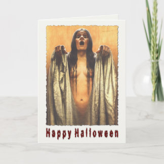 Halloween Greeting Card With Creepy Girl