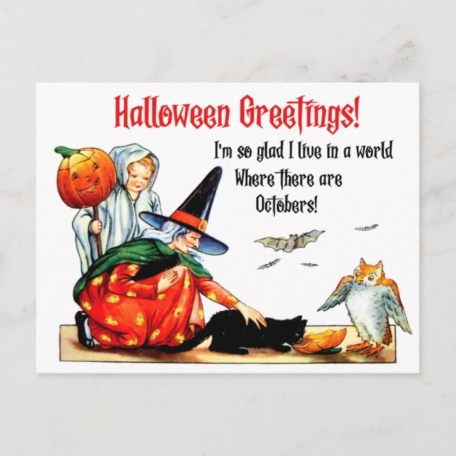 Halloween Greeting with Inspiring Quote Postcard (Front)