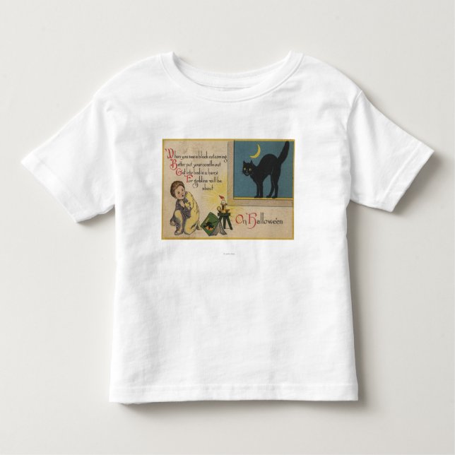 Halloween GreetingBlack Cat Toddler T-Shirt (Front)