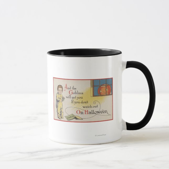 Halloween GreetingGoblin in Window Mug (Right)