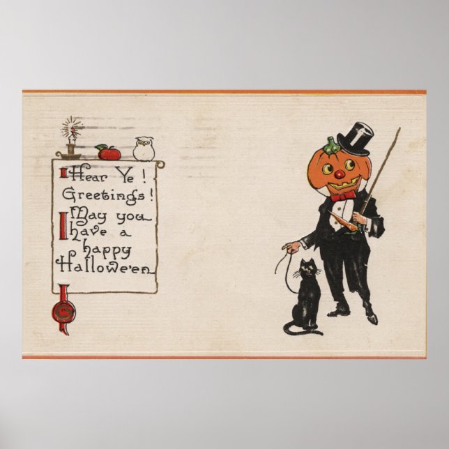 Halloween GreetingJack-O-Lantern in Tux Poster (Front)