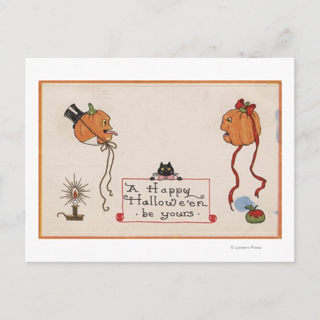 Halloween GreetingMr. & Mrs. Jack-O-Lantern Postcard (Front)