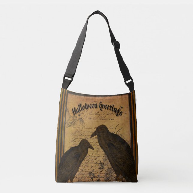 Halloween Greetings - Crows Crossbody Bag (Front)