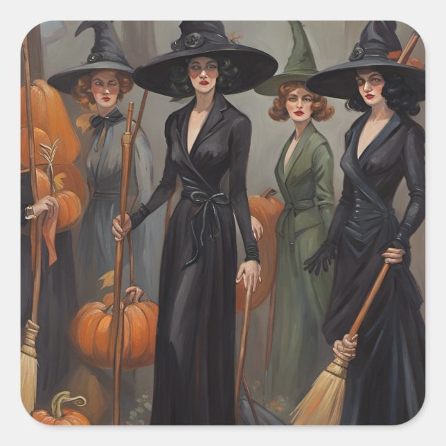 Halloween Greetings from Your Local Witches Coven  Square Sticker (Front)