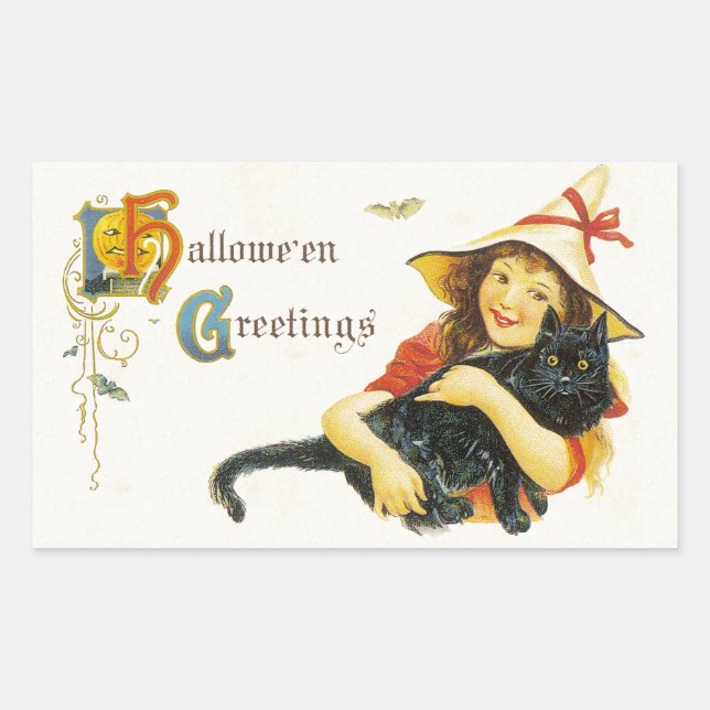 Hallowe'en Greetings Rectangular Sticker (Front)
