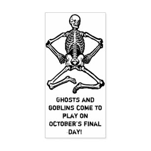 Halloween Greetings Skeleton  Rubber Stamp