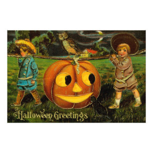 Halloween Greetings - Vintage Spooly Postcard  Photo Print