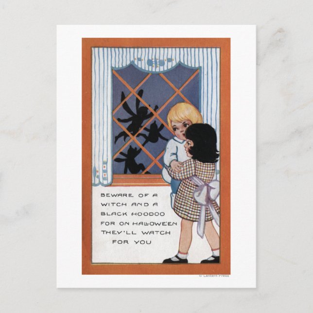 Halloween GreetingSpiders at the Window Postcard (Front)