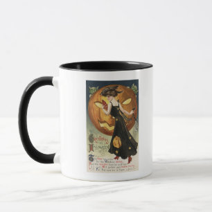 Halloween GreetingWitch Dancing and Pumpkin Mug