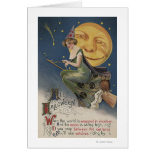 Halloween GreetingWitch in Flight
