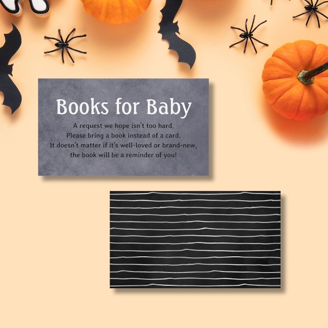 Halloween Grey Black Baby Shower Books For Baby Enclosure Card (Halloween Gray Black Baby Shower Books For Baby Enclosure Card)