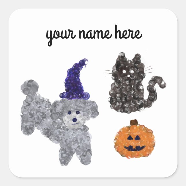 Halloween Grey Poodle #1-3 Stickers (Front)