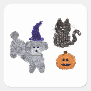 Halloween Grey Poodle #1 Stickers