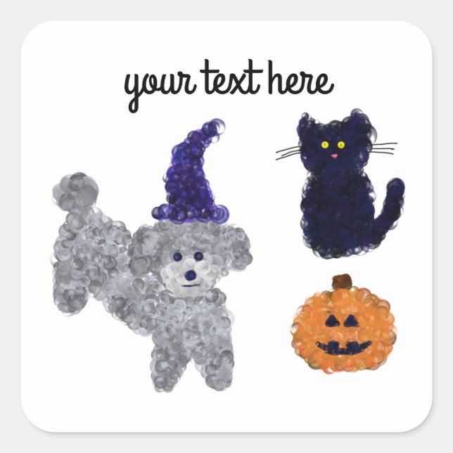 Halloween Grey Poodle #2-3 Stickers (Front)
