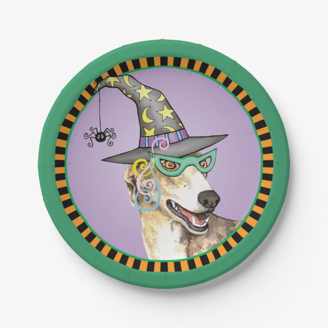 Halloween Greyhound Paper Plate (Front)