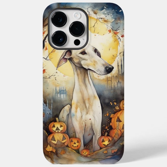 Halloween Greyhound With Pumpkins Scary Case-Mate iPhone Case (Back)