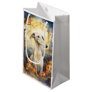 Halloween Greyhound With Pumpkins Scary Small Gift Bag