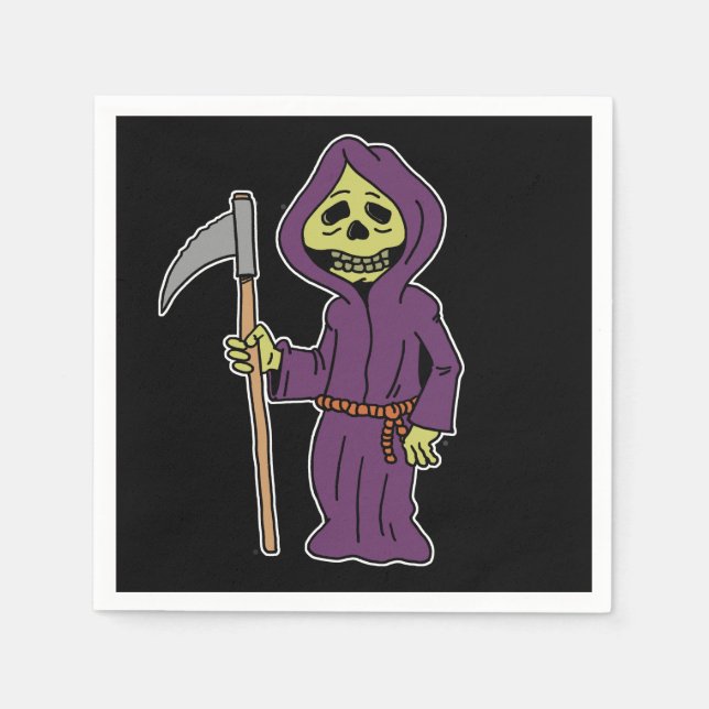 Halloween Grim Reaper Cartoon Napkins (Front)