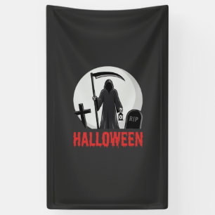 Halloween Grim Reaper Cemetery Design Banner