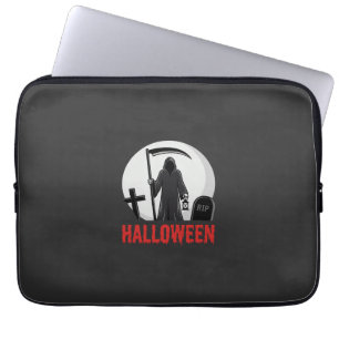 Halloween Grim Reaper Cemetery Design Laptop Sleeve