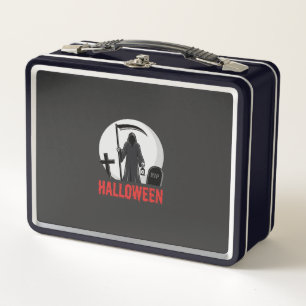 Halloween Grim Reaper Cemetery Design Metal Lunch Box