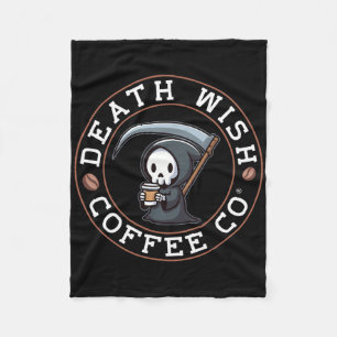 Halloween Grim Reaper Drinking Coffee Death Wish C Fleece Blanket