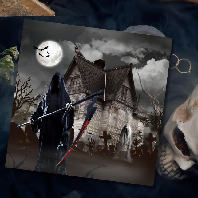 Halloween Grim Reaper Haunted House Card (Creator Uploaded)