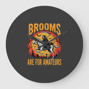 Halloween Grim Reaper Horse Brooms Are for Amateur Large Clock