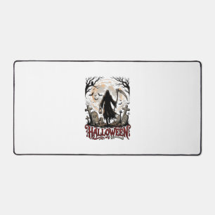 Halloween Grim Reaper Lantern Full Moon Tombstones Desk Mat