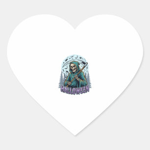 Halloween Grim Reaper Moonlight Vector Heart Sticker
