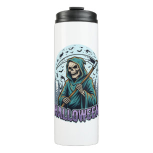 Halloween Grim Reaper Moonlight Vector Thermal Tumbler