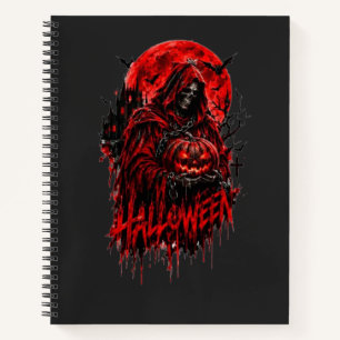 Halloween Grim Reaper Pumpkin Gothic Horror Design Notebook