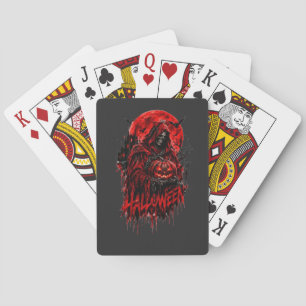 Halloween Grim Reaper Pumpkin Gothic Horror Design Playing Cards