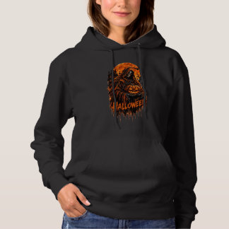 Halloween Grim Reaper Pumpkin Gothic Spooky Design Hoodie