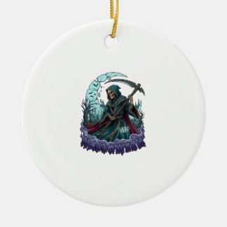 Halloween Grim Reaper Scythe Lantern Broken Moon_1 Ceramic Ornament