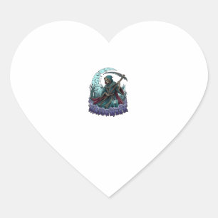 Halloween Grim Reaper Scythe Lantern Broken Moon_1 Heart Sticker