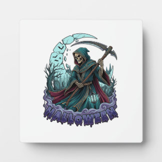 Halloween Grim Reaper Scythe Lantern Broken Moon_1 Plaque