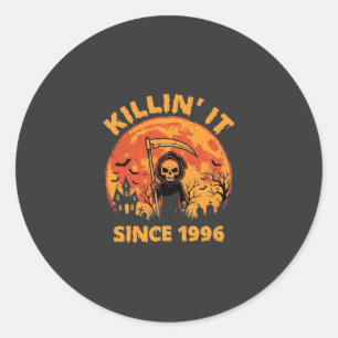Halloween Grim Reaper Since 1996 Birthday Design_1 Classic Round Sticker