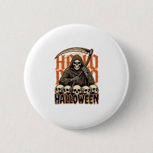Halloween Grim Reaper Skull Pile Vector 6 Cm Round Badge