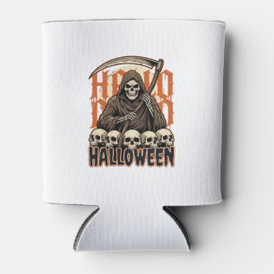 Halloween Grim Reaper Skull Pile Vector Can Cooler