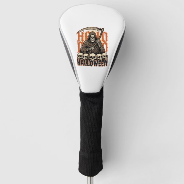 Halloween Grim Reaper Skull Pile Vector Golf Head Cover (Front)