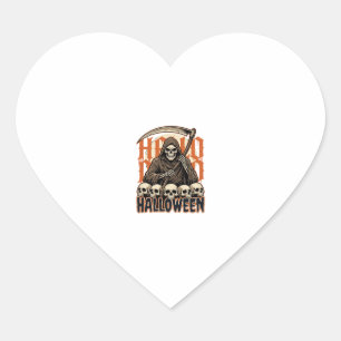 Halloween Grim Reaper Skull Pile Vector Heart Sticker