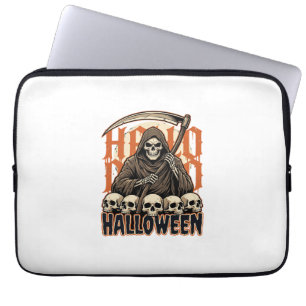Halloween Grim Reaper Skull Pile Vector Laptop Sleeve
