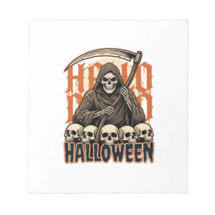 Halloween Grim Reaper Skull Pile Vector Notepad