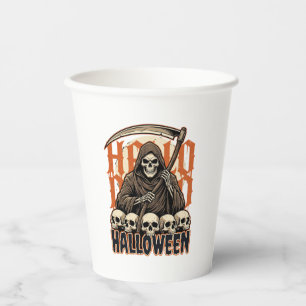 Halloween Grim Reaper Skull Pile Vector Paper Cups
