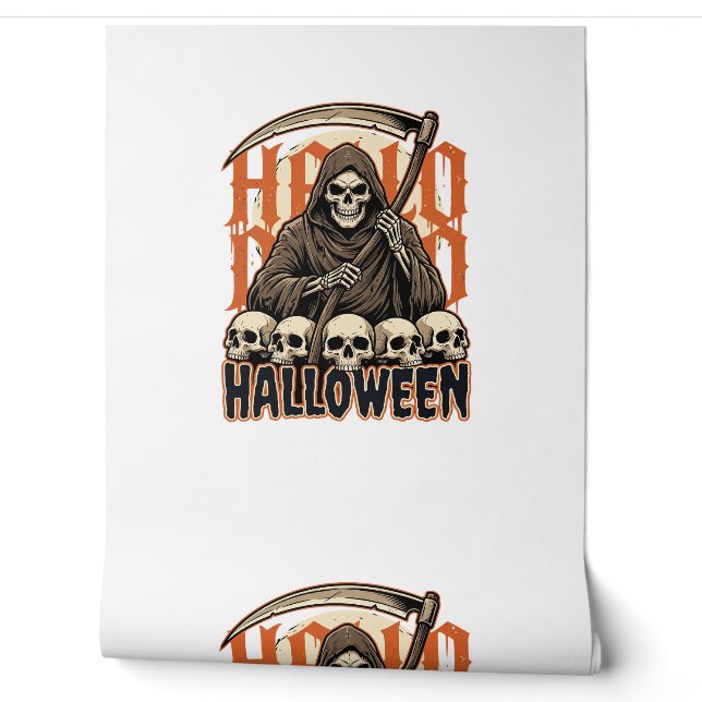 Halloween Grim Reaper Skull Pile Vector Wallpaper (Unrolling)