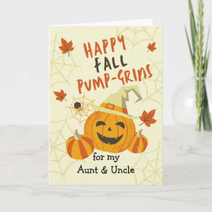 Halloween Grin for Aunt and Uncle Jack o' Lantern Card